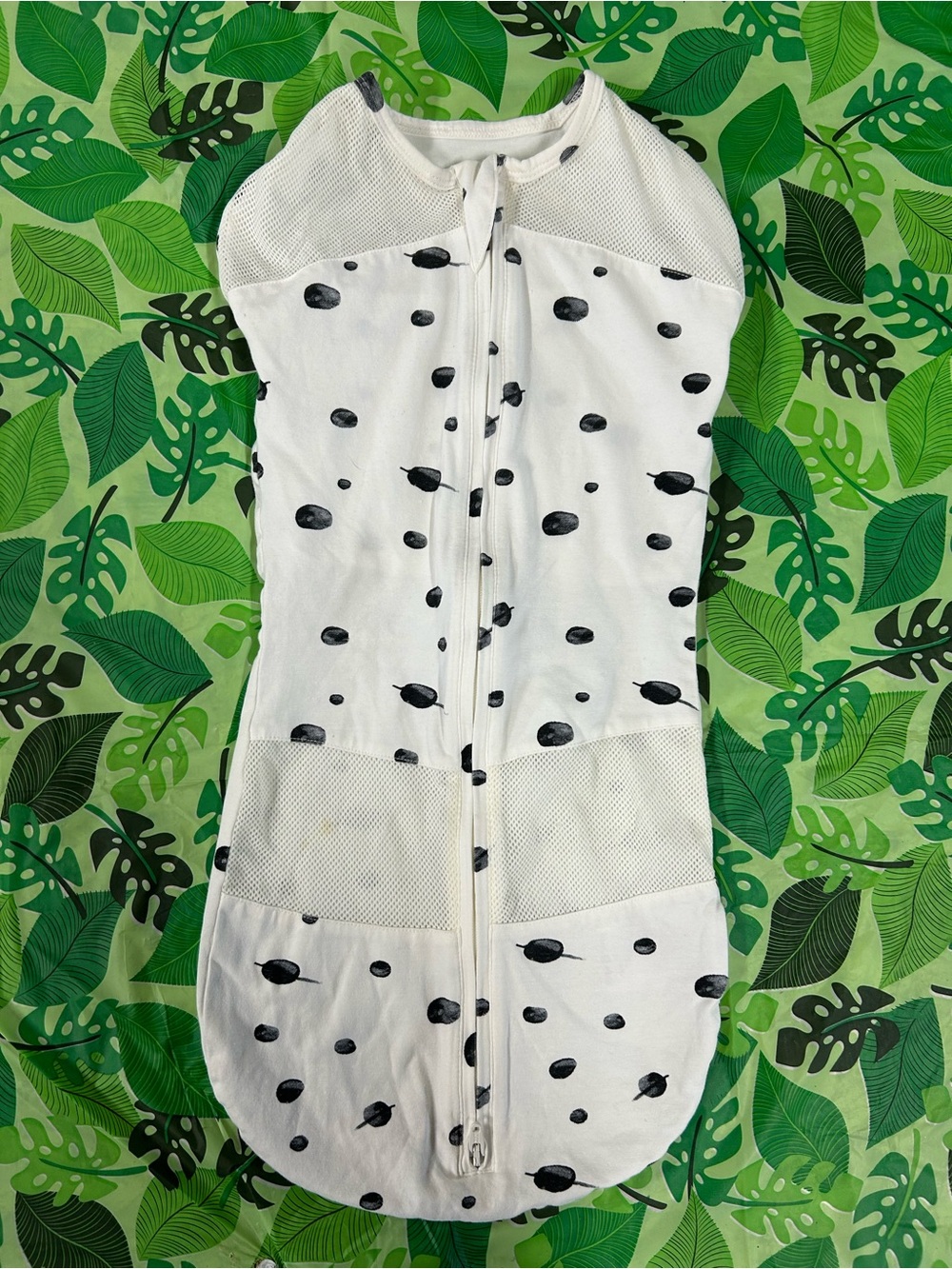 Happiest Baby White Baby Swaddle Sack with Black Dot Print